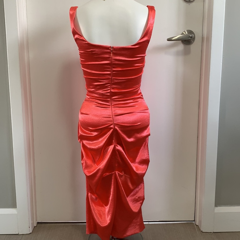Le Château coral satin dress - Picture 6 of 15